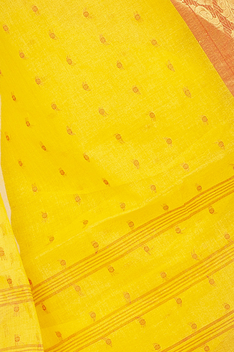 Yellow Pure Cotton Asmani Tant Saree (180)